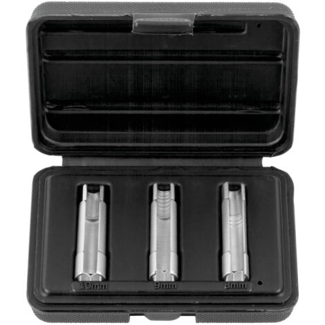 Kstools – Jeu de 3 douilles pour bougies de préchauffage – Acier spécial – Douille avec fente latérale – Pour montage et démontage rapide