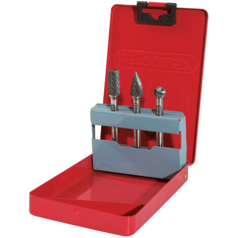 KS Tools - Jeu de 3 fraises HM, diamètre 10 mm x queue 6 mm - 515.3203