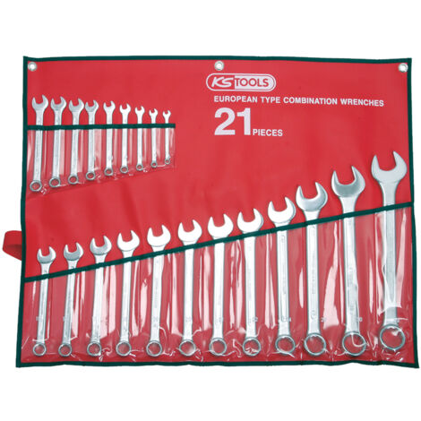 Ks Tools – Jeu de 8 clés mixtes métriques – Finition satinée chrome vanadium – Normes DIN 3113 Form A – Dimensions Ø 8-24 mm