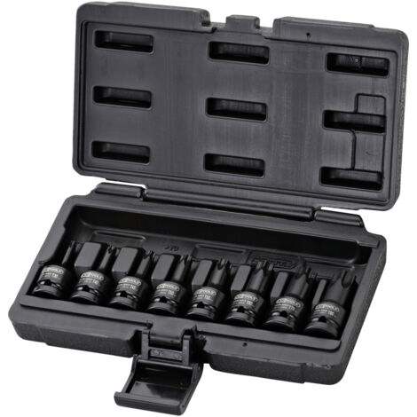 KS Tools - Jeu de 8 douilles tournevis à chocs courtes TORX® 1/2", T30 à T80 - 515.1107