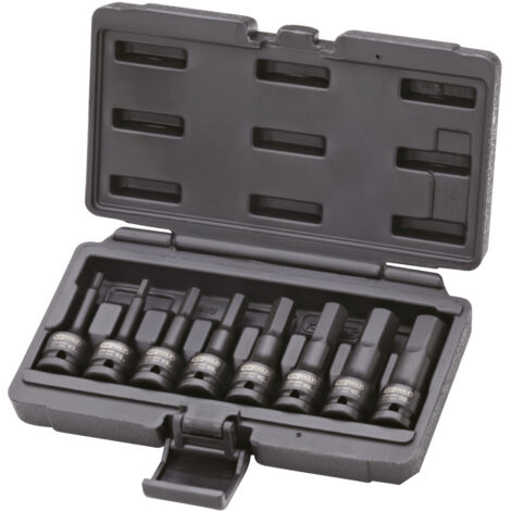 KSTOOLS KS Tools - Jeu de 8 douilles tournevis à chocs longues 6 pans 1/2'', 5-6-8-10-12-14-17-19 mm - 911.0902