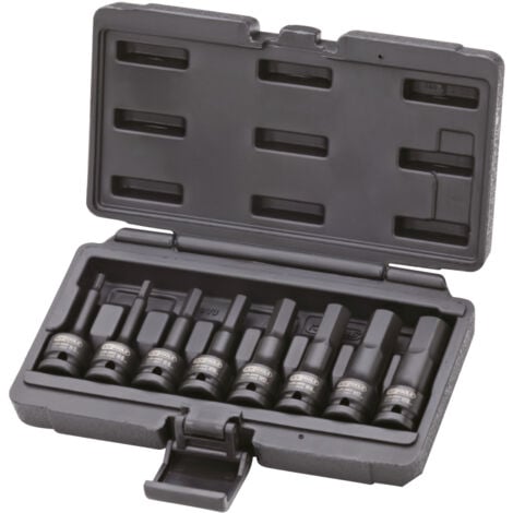 KS Tools - Jeu de 8 douilles tournevis à chocs longues 6 pans 1/2'', 5-6-8-10-12-14-17-19 mm - 911.0902