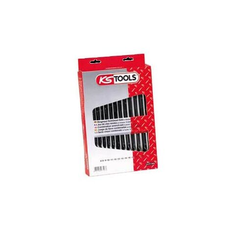 Ks Tools – Jeu de 9 clés mixtes métriques – Chrome Vanadium – Angle de fourche 15° – Tête polygonale 12 pans – Pour accès facile et couple de serrage