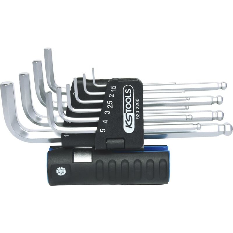 Kstools - Jeu de clés mâles 6 pans à tête sphérique 3 en 1,10 pcs longues