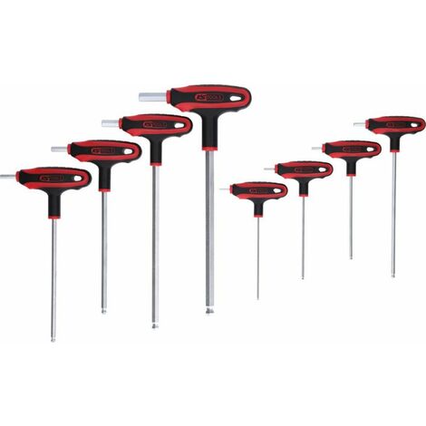 KS TOOLS Jeu de clés mâles 6 pans à tête sphérique poignée en T, 8 pcs - 151.8155