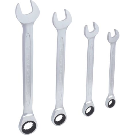 Kstools – Jeu de clés mixtes à cliquet 4 pcs 24-32mm – Acier chrome vanadium – Profil Flank Traction – Accès facile dans espaces restreints