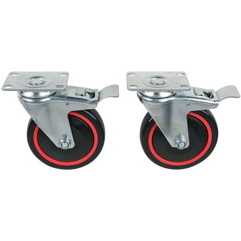 Kstools - Jeu de roues pivotantes RACINGline, avec frein de roulement et de rotation, incl. vis
