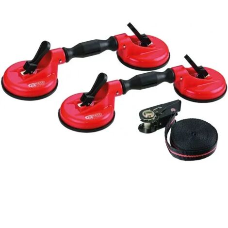 Ks Tools – Jeu de ventouses double 120 mm – Charge maximale 80 kg – Pour montage vitres automobiles – 3 pièces avec leviers à dégagement rapide
