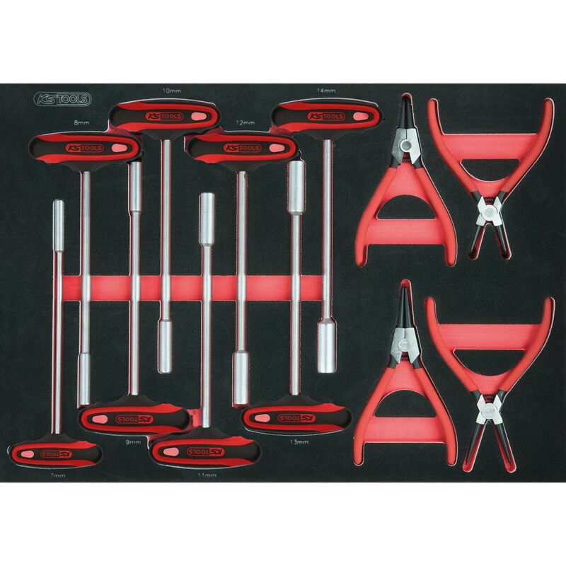 

Kstools - KS TOOLS Juego de alicates para anillos de seguridad y mango en T, 12 pzs, módulo de 1/1