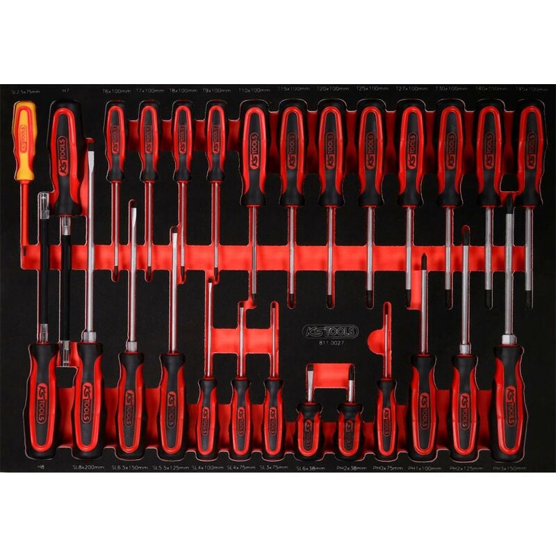 

KS TOOLS Juego de destornilladores en inserto de gomaespuma, 27 pzs