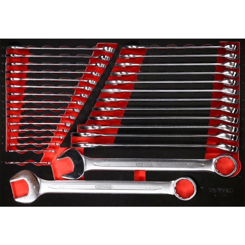 

KS TOOLS Juego de llaves combinadas en inserto de gomaespuma, 30 pzs