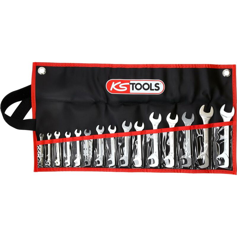 

Kstools - KS TOOLS Juego de llaves de boca doble, 15 pzs, en bolsa enrollable