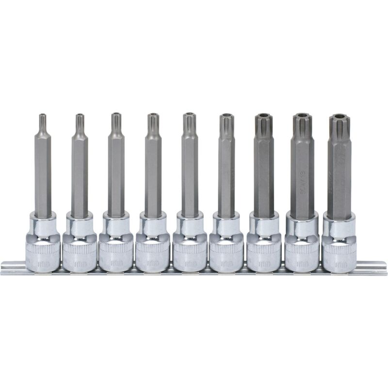 

Kstools - KS TOOLS 1/2' Juego de llaves de vaso con punta RIBE con orificio frontal CHROMEplus, largas, 9 pzs M5-M15