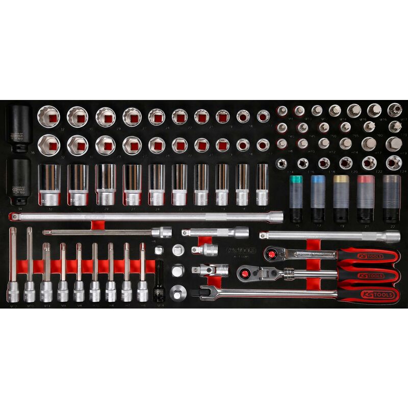 

Kstools - KS TOOLS Juego de llaves de vaso de 1/2'' en inserto de gomaespuma, 85 pzs