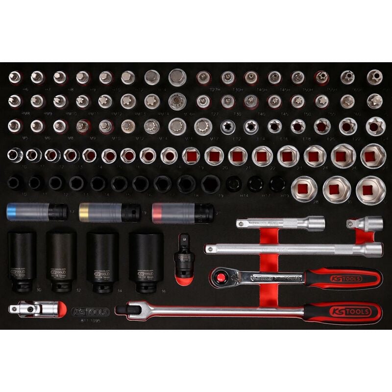 

Kstools - KS TOOLS Juego de llaves de vaso de 1/2'' en inserto de gomaespuma, 95 pzs