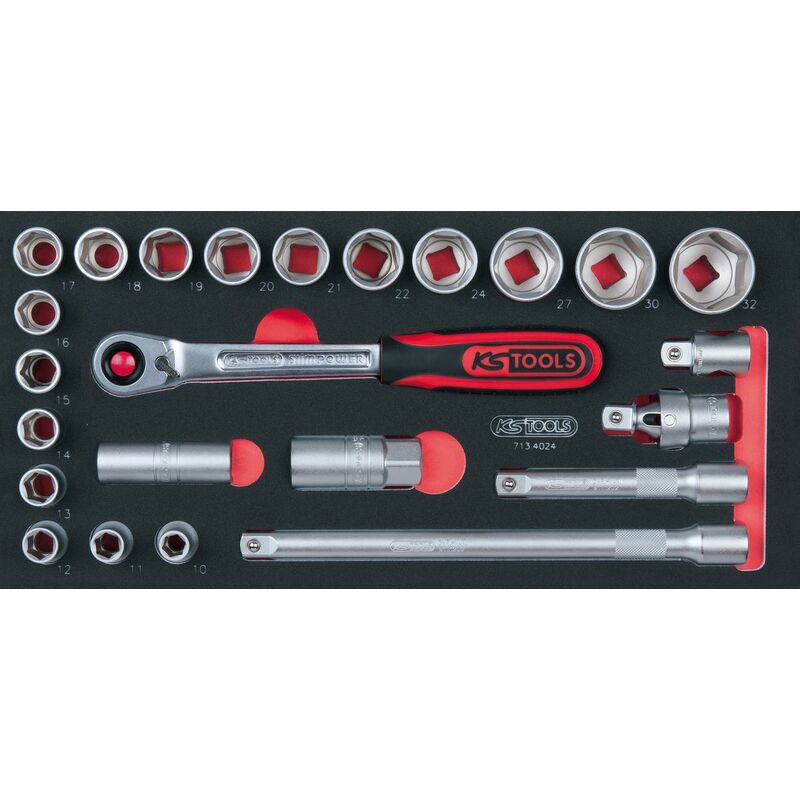 

KS TOOLS SCS Juego de llaves de vaso, 24 pzs, en sistema modular 1/3