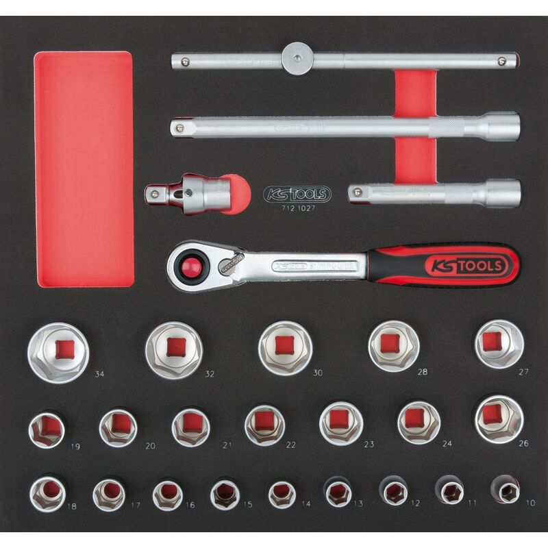 

KS TOOLS SCS 1/2' Juego de llaves de vaso, 26 pzs, en sistema modular 2/3