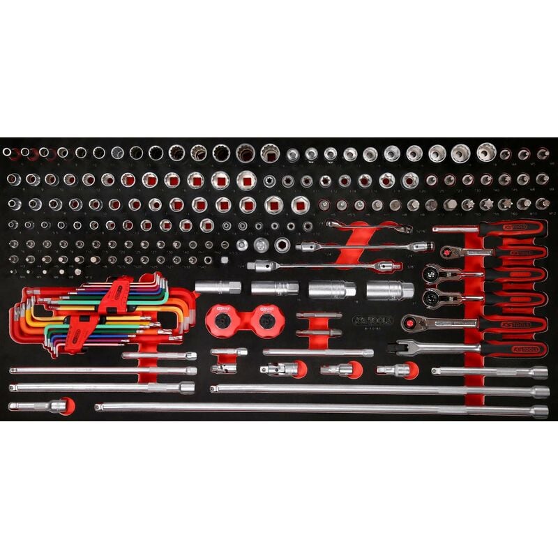

Kstools - KS TOOLS Juego de llaves de vaso de 1/4'' + 3/8'' en inserto de gomaespuma, 183 pzs