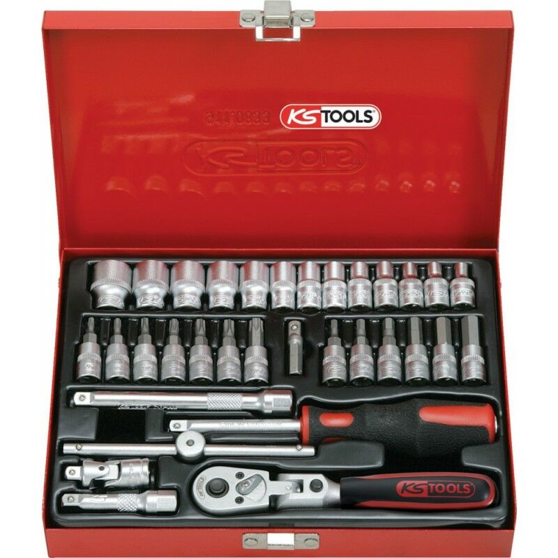 

Kstools - Caja metálico de empalmes F6 1/4 CROMO mata 33 unidades - KS Tools 911.0833