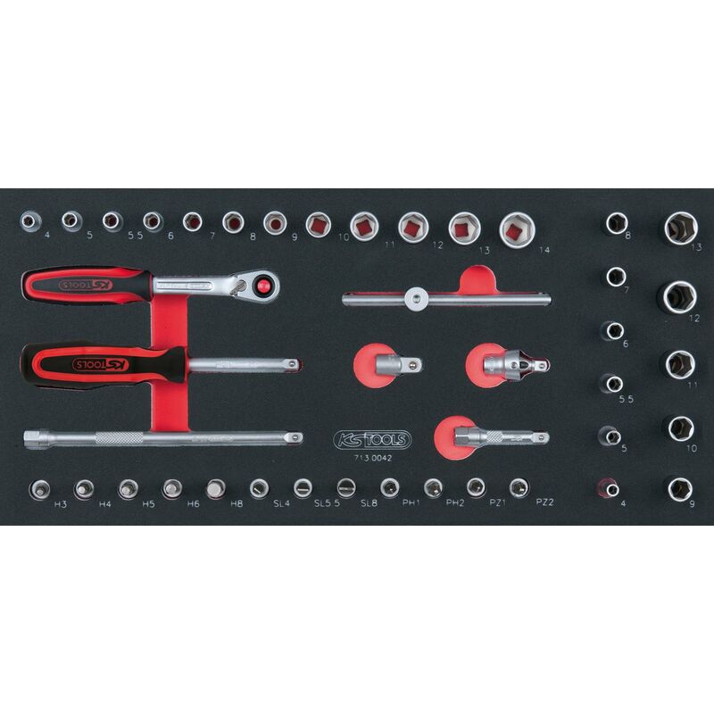 

KS TOOLS SCS Juego de llaves de vaso, 42 pzs, en sistema modular 1/3