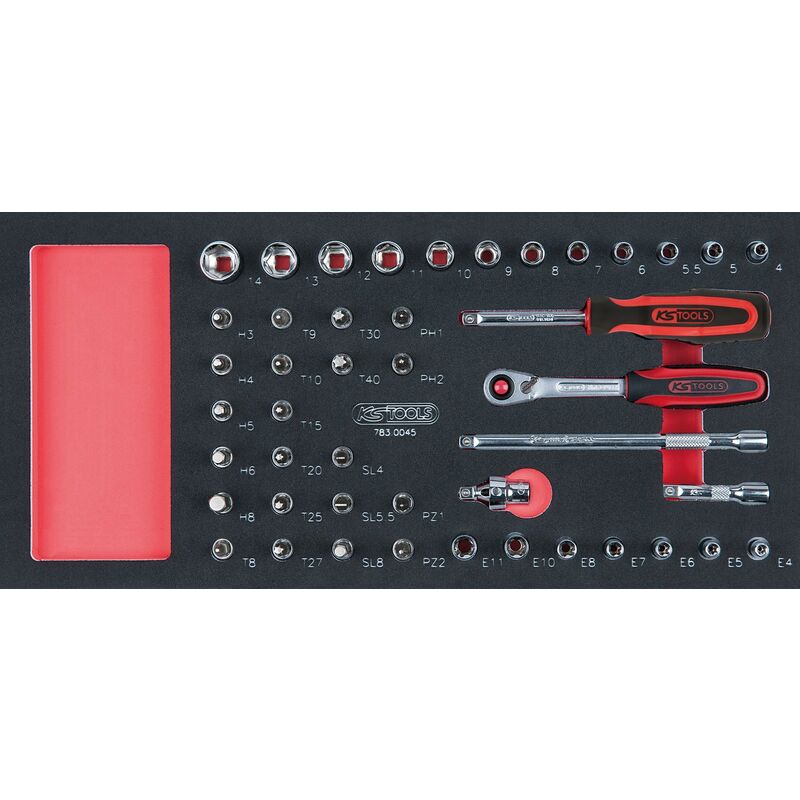

Kstools - KS TOOLS SCS Juego de llaves de vaso CHROMEplus, 45 pzs, en sistema modular 1/3