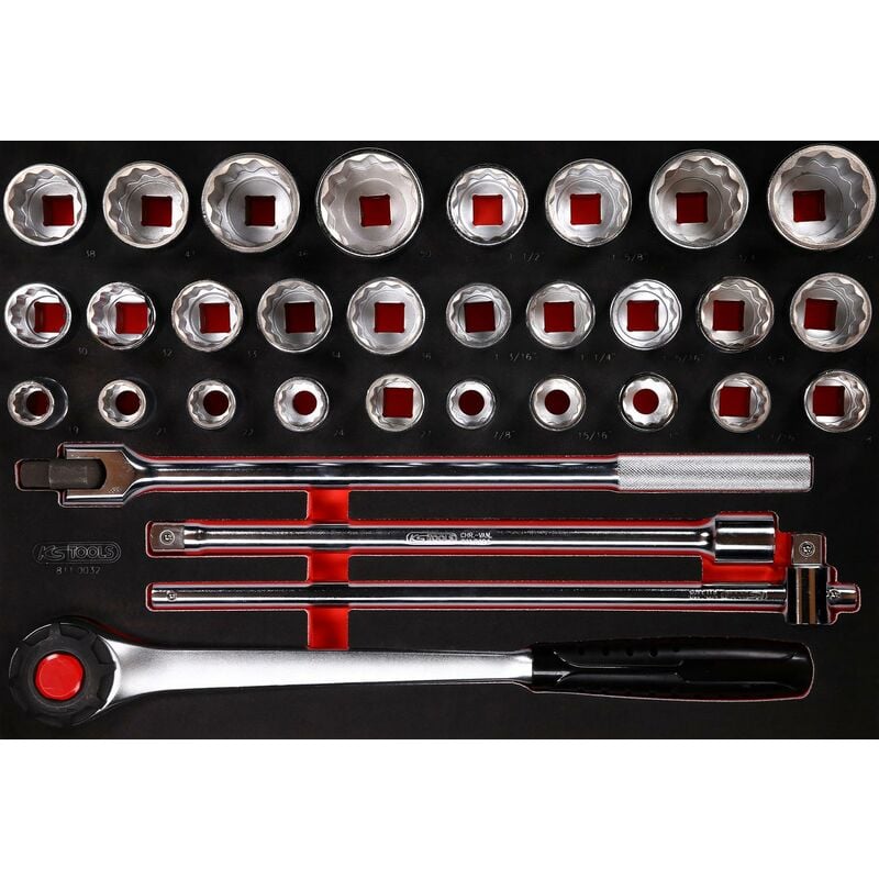 

Kstools - KS TOOLS Juego de llaves de vaso de 3/4'' en inserto de gomaespuma, 32 pzs