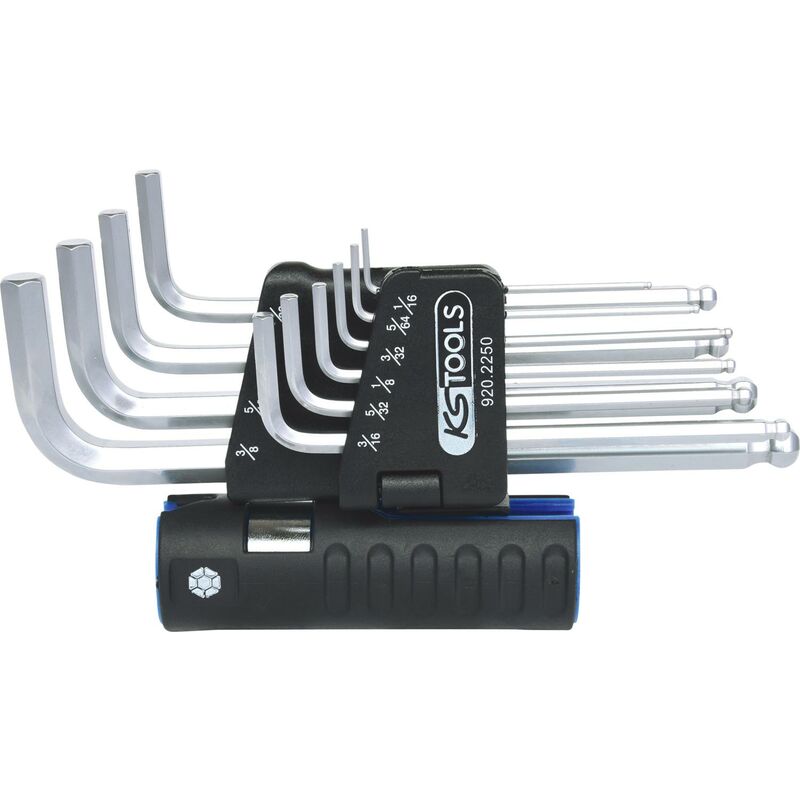 

KS TOOLS Juego de llaves Allen,10 pzs largos, con cabeza esférica, pulgadas