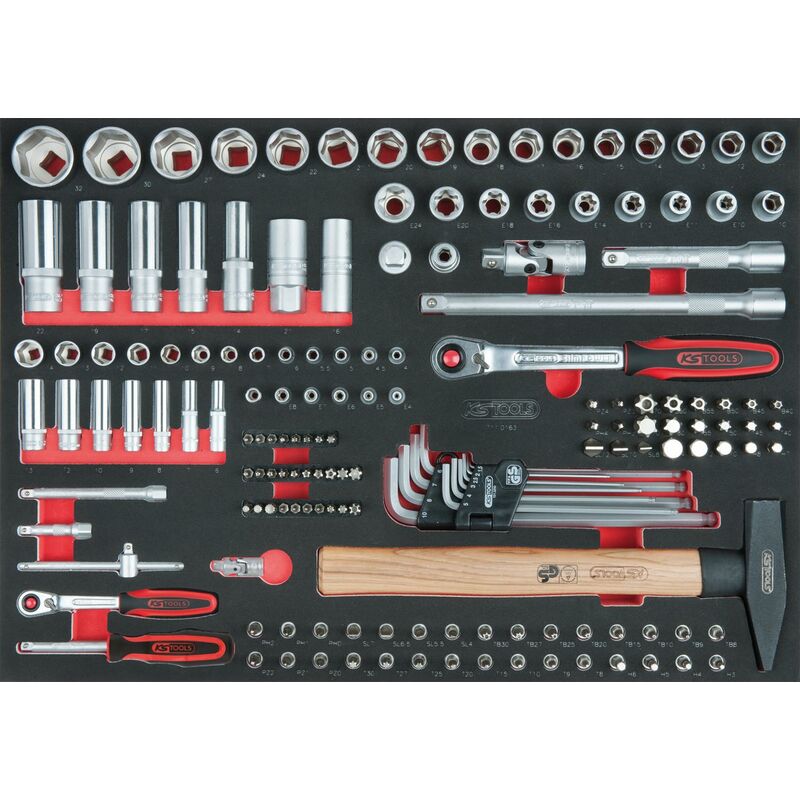 

KS TOOLS SCS 1/4"+1/2" Juego de llaves de vaso, 163 pzs, en sistema modular 1/1