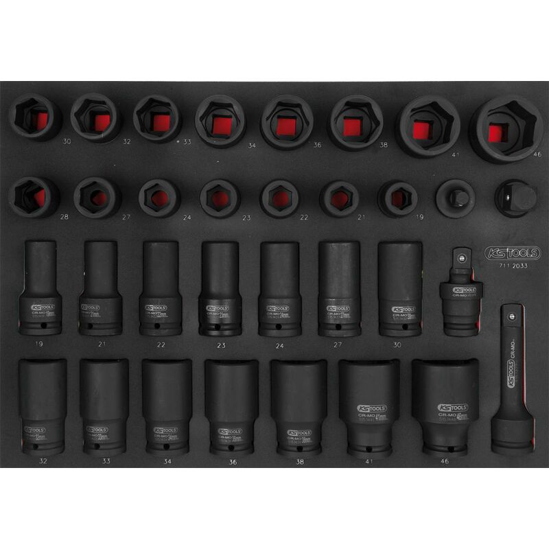 

Kstools - KS TOOLS SCS 3/4' Juego de llaves de vaso de impacto, 33 pzs, en sistema modular 1/1