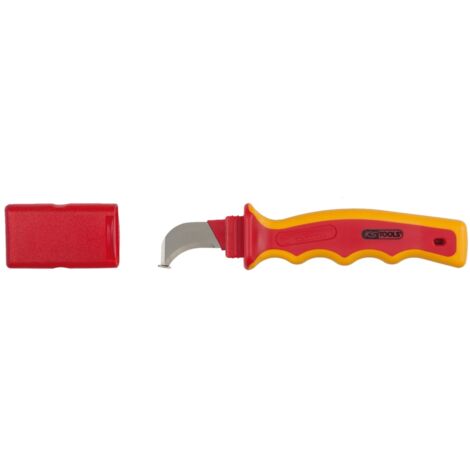 KS Tools Kabelmesser mit Schutzisolierung und Hakenklinge, 200mm - 117.1331
