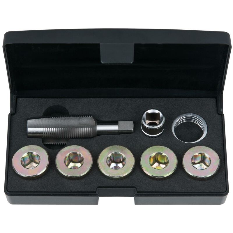 

KS TOOLS Juego de roscas reparadoras del tornillo de purga de aceite, 12 pzs M22x1,5