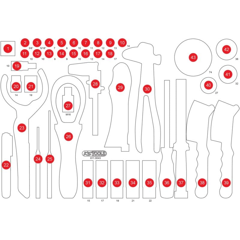 Image of Ks Tools Leere Schaumstoffeinlage zu 811.0043