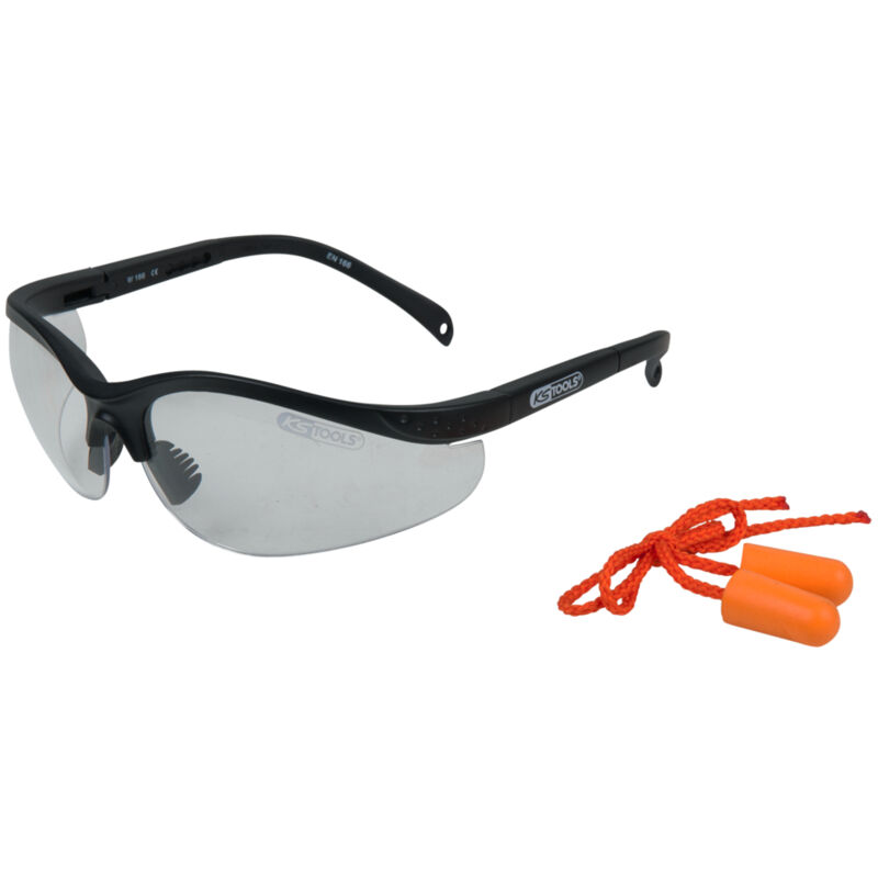 KS TOOLS Gafas protectoras - transparentes con tapones para los o&iacute;dos,
