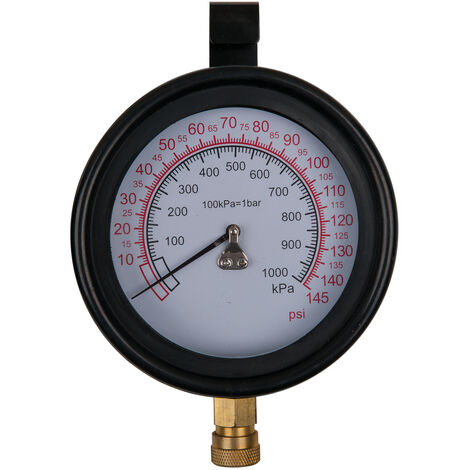 KS Tools - Manomètre Ø 100,0 mm, 0 - 10 bar avec raccord rapide 1/4'' - 150.2326
