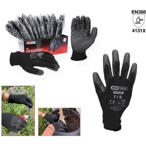 KS TOOLS Mikro-Feinstrickhandschuhe-schwarz, 7, 12 Paar ( 310.0490 )
