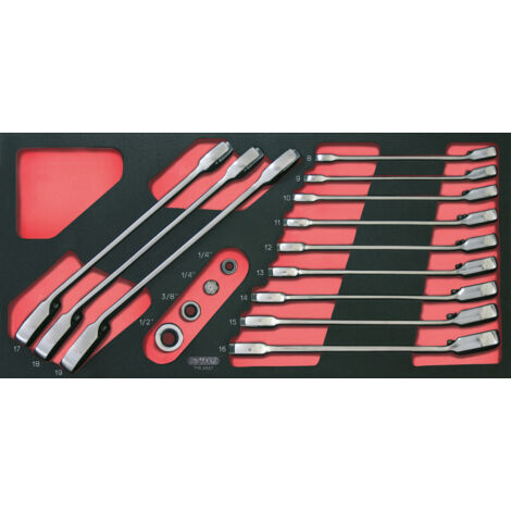 KS Tools - Module de clés mixtes à cliquet réversible GEARplus® avec adaptateurs, 16 pièces - 713.2027