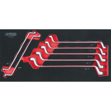 Kstools – Module de clés polygonales contre-coudées 75° – 7 pièces – Mousse imputrescible – Empreinte découpée au laser – Dimensions L.390 x l.188 x H.35 mm