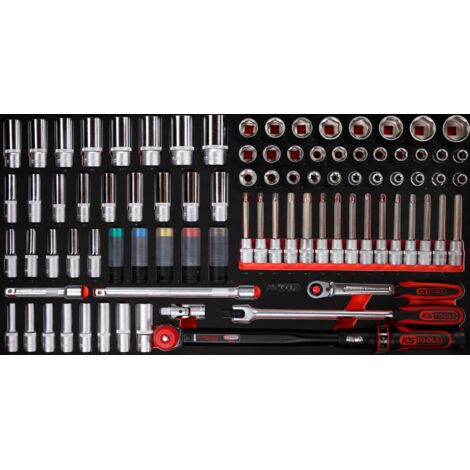 Ks Tools – Module de douilles 1/2' 86 pcs – Largeur 750 mm – Longueur 388 mm – Résistant aux hydrocarbures – Pour servantes d'atelier