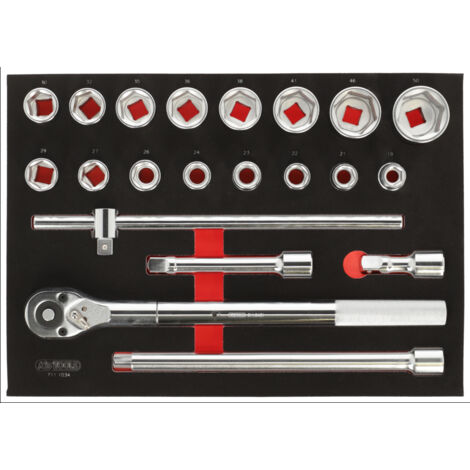 Kstools – Module de douilles 3/4'' 21 pièces – Pour servantes et établis – Empreinte découpée au laser – Mousse imputrescible
