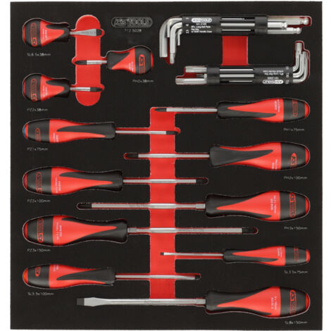 Kstools – Module de vissage 28 pièces – Pour servantes et établis – Mousse imputrescible – Empreinte découpée au laser – Dimensions L.390 x l.375 x H.35 mm