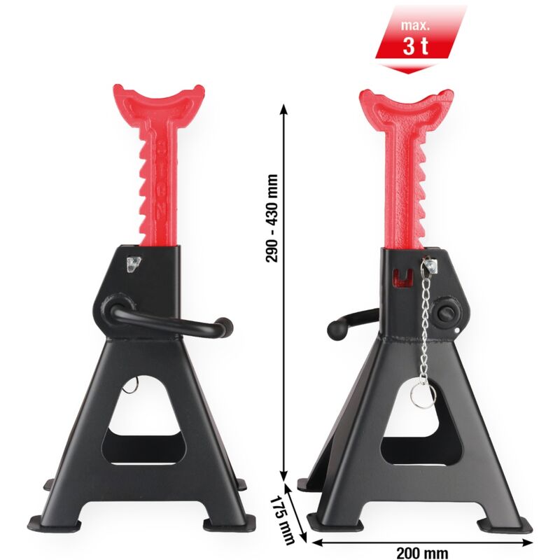 Image of Kstools - ks Tools performance Stahl-Unterstellbock mit Schnellverstellung, 3000 kg, paarweise