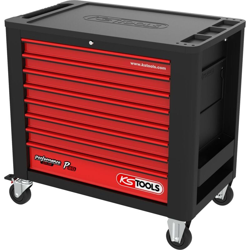 Kstools - PERFORMANCEplus P20 Chariot d'atelier noir/rouge avec 8 tiroirs