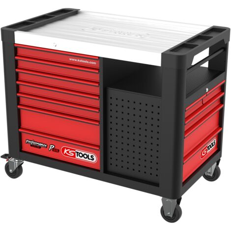 KS TOOLS PERFORMANCEplus P35 SCHWARZ/ROT Werkstattwagen mit 12 Schubladen - 873.5008