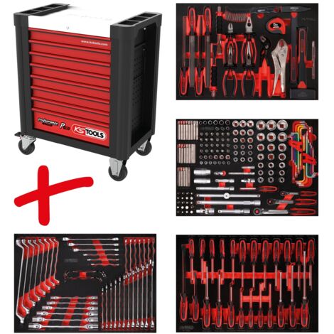 KS Tools Performanceplus Werkstattwagen-Satz P10 mit 241 Werkzeugen für 4 Schubladen