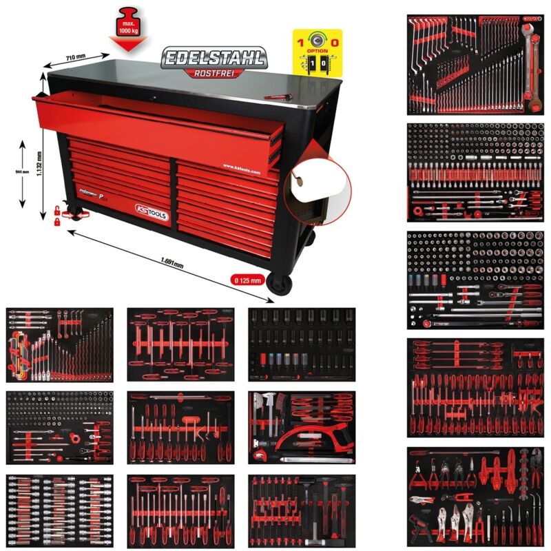 Image of Ks Tools Performanceplus Werkstattwagen-Satz P45 mit 950 Werkzeugen für 13 Schubladen