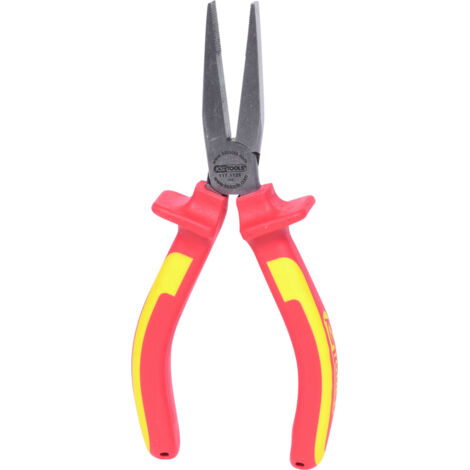 Ks Tools – Pince à bec plat isolée 1000V – Poignée bi-composant – Acier spécial selon DIN ISO 5745 – Longueur 170 mm pour espaces confinés