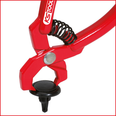 KS TOOLS Pince à clips, rouge, coudée, 100 mm ( 115.1097 )
