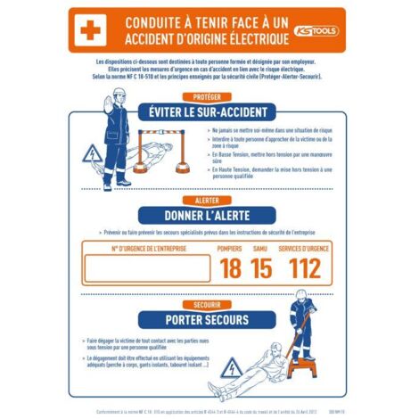 KS TOOLS Plaquette de premiers secours en cas d’électrocution ( 117.0171 )