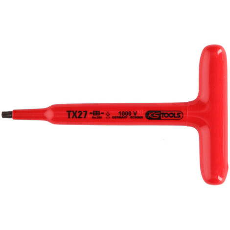KS Tools Poignée en T Torx Clé en L avec isolation de protection, T20, 120 mm