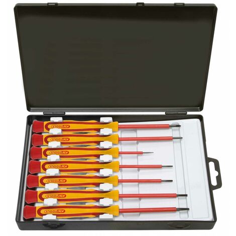 KS Tools Präzisions-Schraubendreher mit Schutzisolierung für Kreuzschlitzschrauben PH-Satz, 7-tlg.